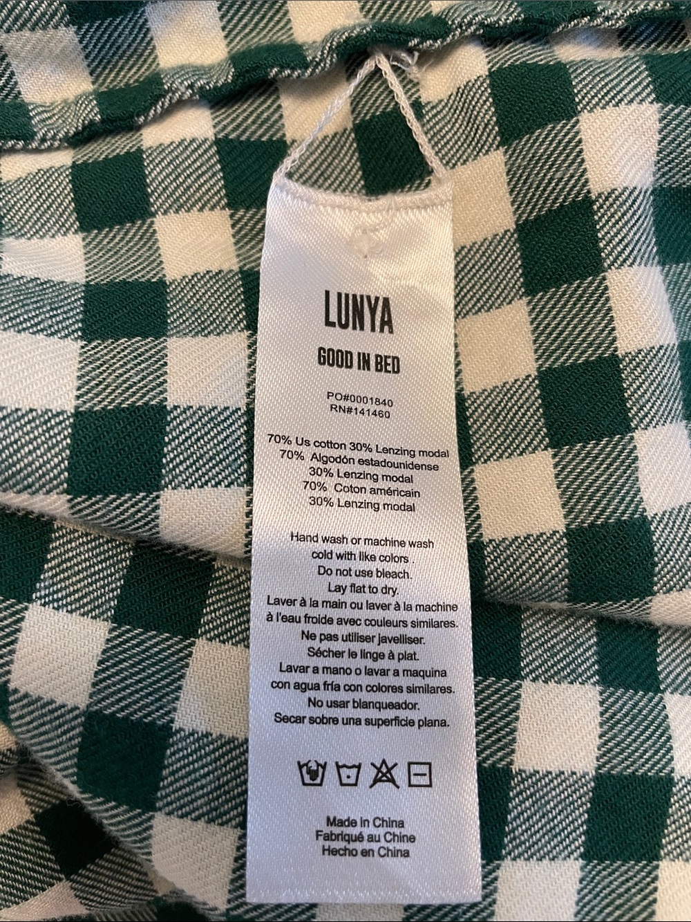 Lunya Brushed Flannel Button Up Shirt Dress Large Verdant Check Green Long Sleev - Picture 9 of 11